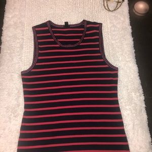J crew cardigan tank top red & navy blue striped